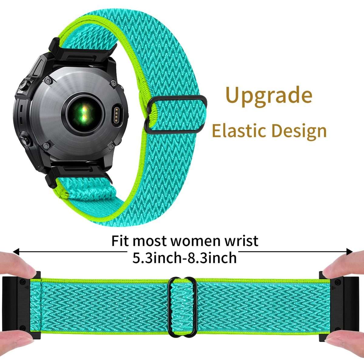 For Garmin 22mm Wave Pattern Elastic Woven Nylon Watch Band(Yellow Green)