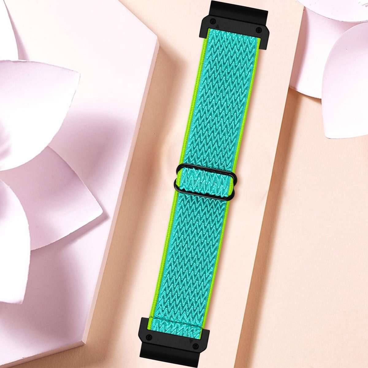 For Garmin 22mm Wave Pattern Elastic Woven Nylon Watch Band(Yellow Green)