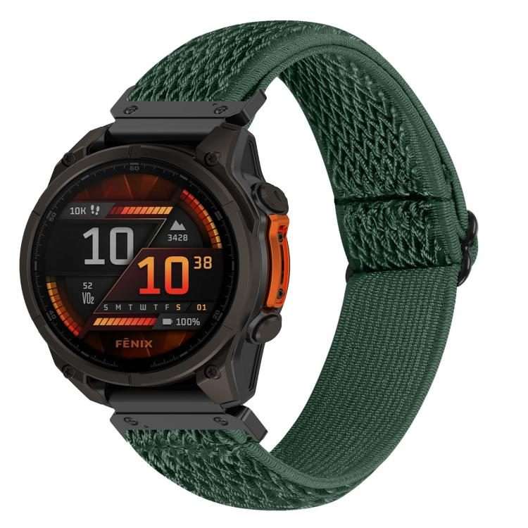For Garmin 22mm Wave Pattern Elastic Woven Nylon Watch Band(Army Green)