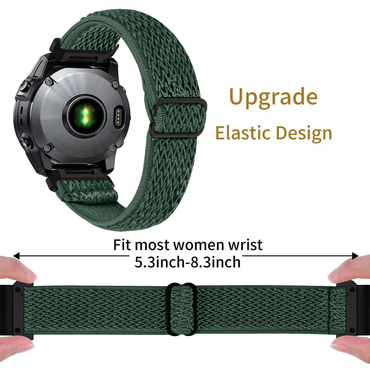 For Garmin 22mm Wave Pattern Elastic Woven Nylon Watch Band(Army Green)