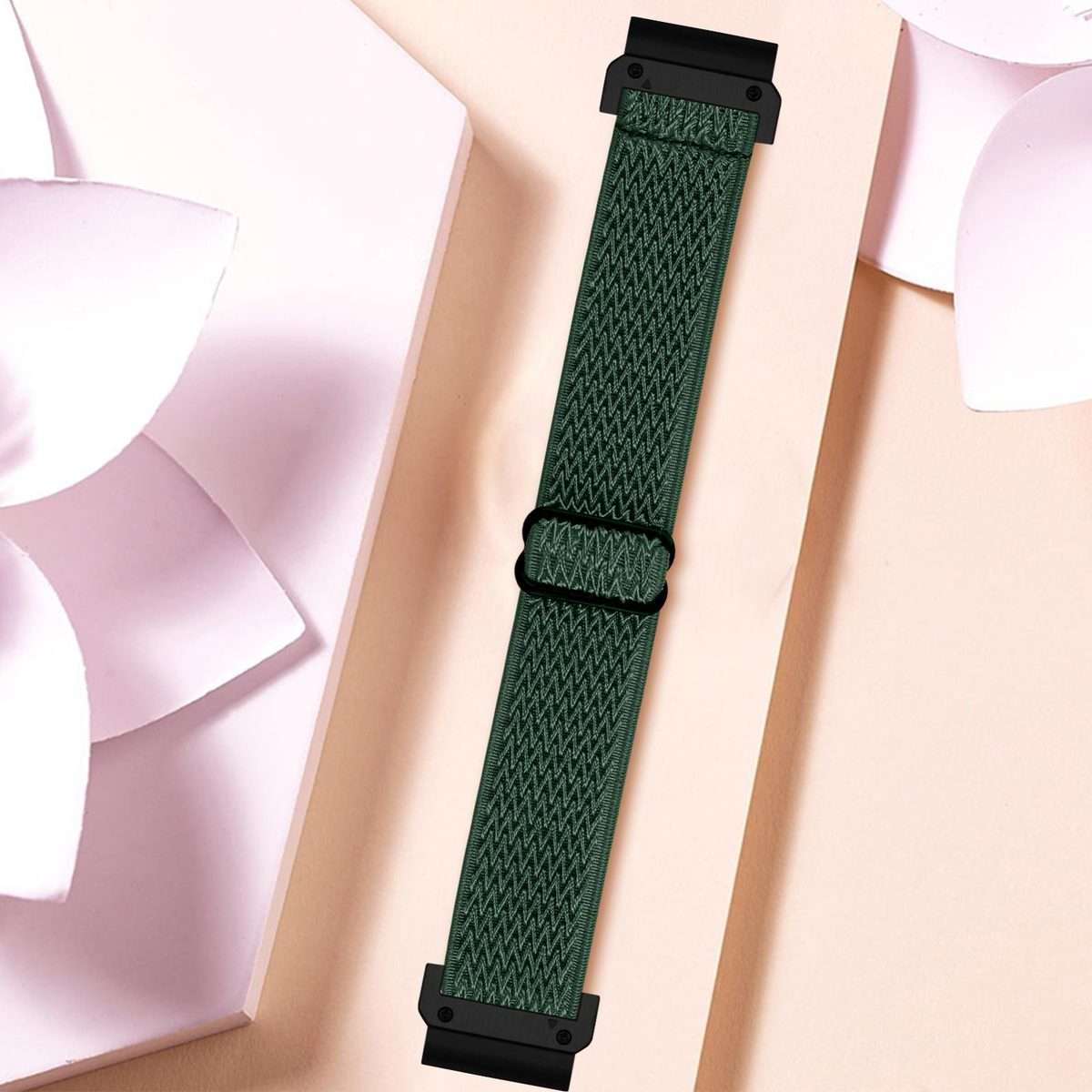 For Garmin 22mm Wave Pattern Elastic Woven Nylon Watch Band(Army Green)