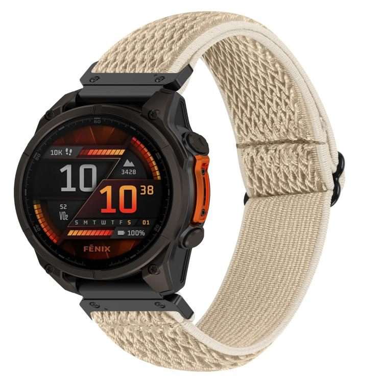 For Garmin 22mm Wave Pattern Elastic Woven Nylon Watch Band(Apricot)