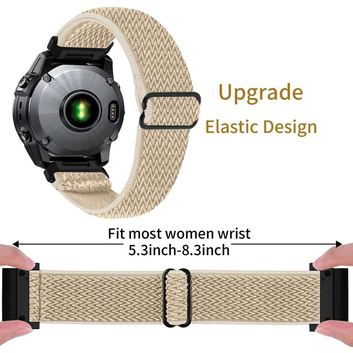 For Garmin 22mm Wave Pattern Elastic Woven Nylon Watch Band(Apricot)