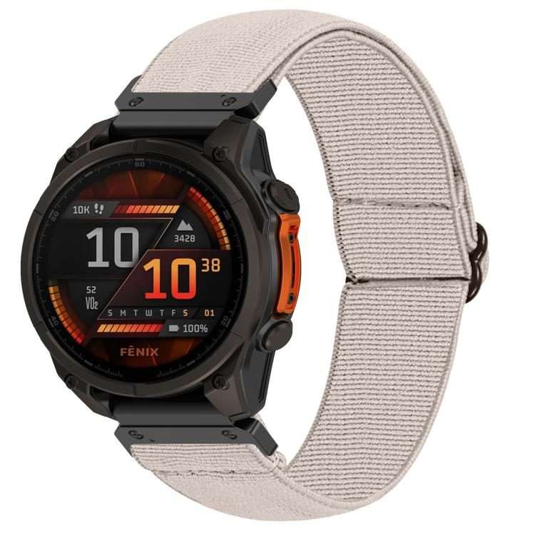 For Garmin 26mm Solid Color Elastic Nylon Watch Band(Antique White)