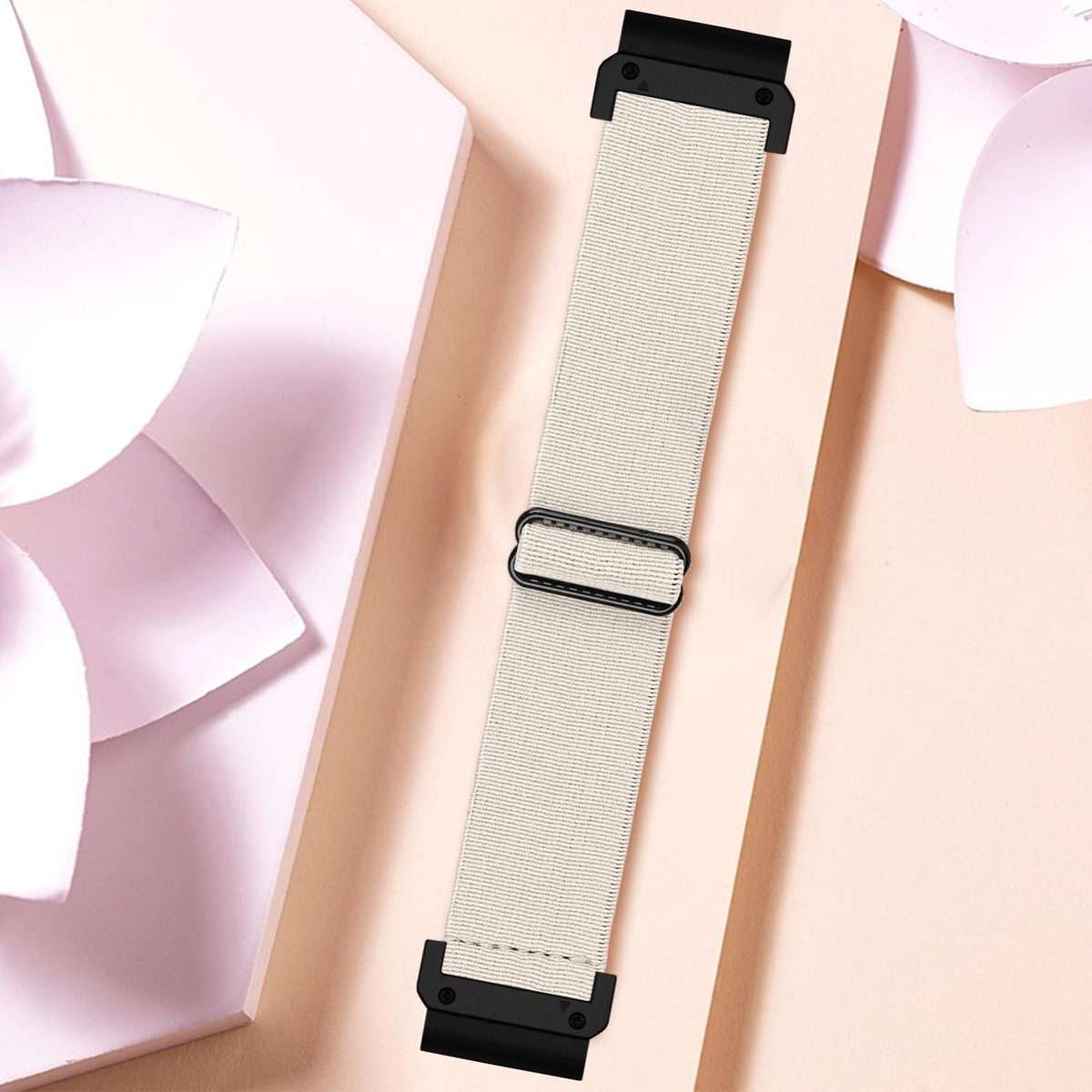 For Garmin 26mm Solid Color Elastic Nylon Watch Band(Antique White)