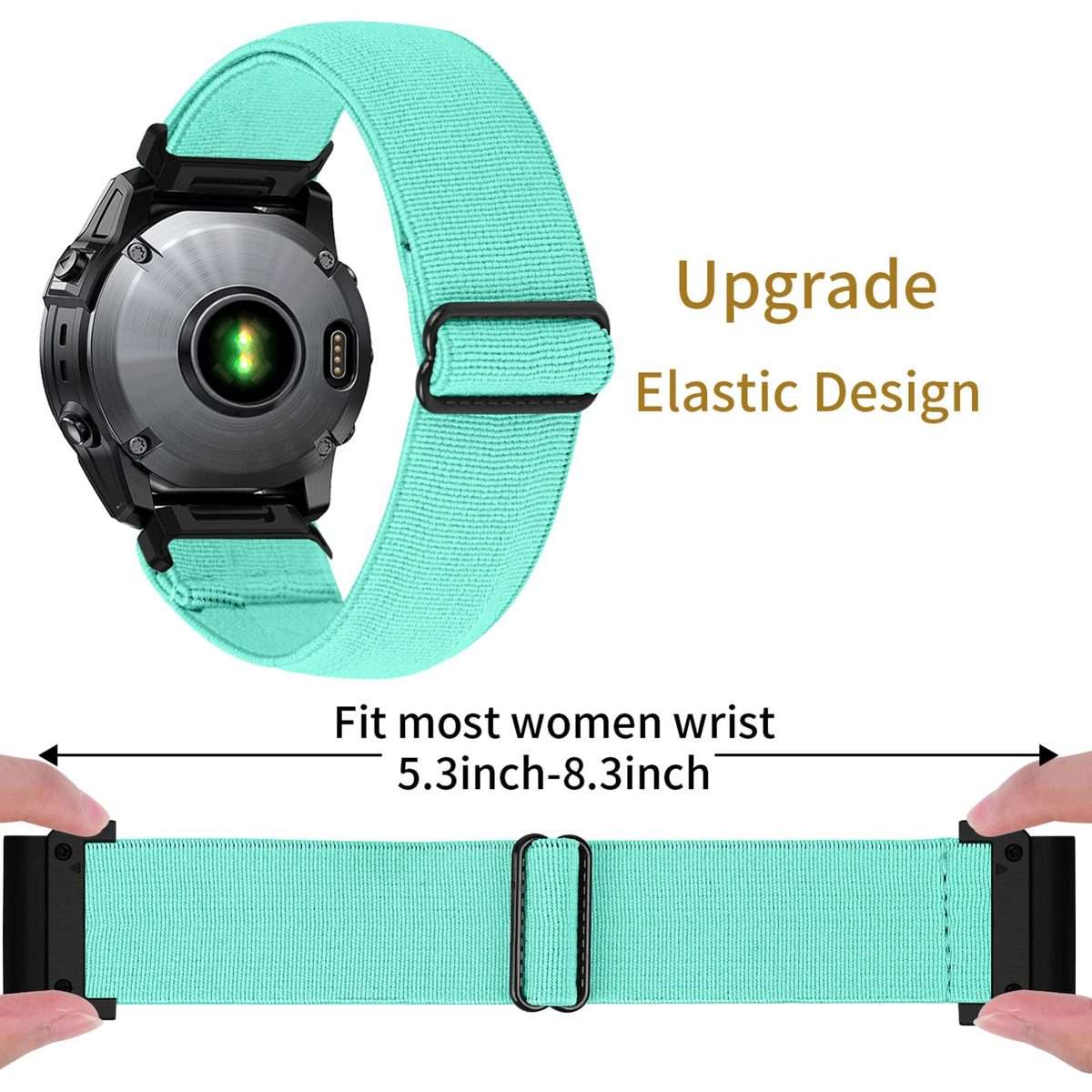 For Garmin 26mm Solid Color Elastic Nylon Watch Band(Mint Green)
