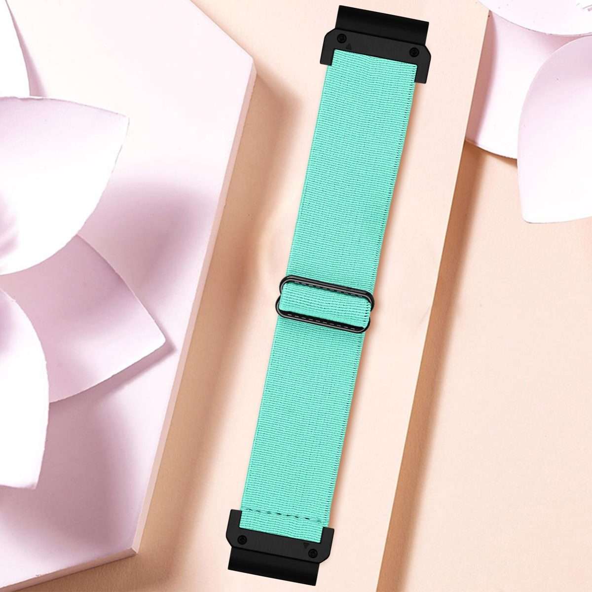 For Garmin 26mm Solid Color Elastic Nylon Watch Band(Mint Green)