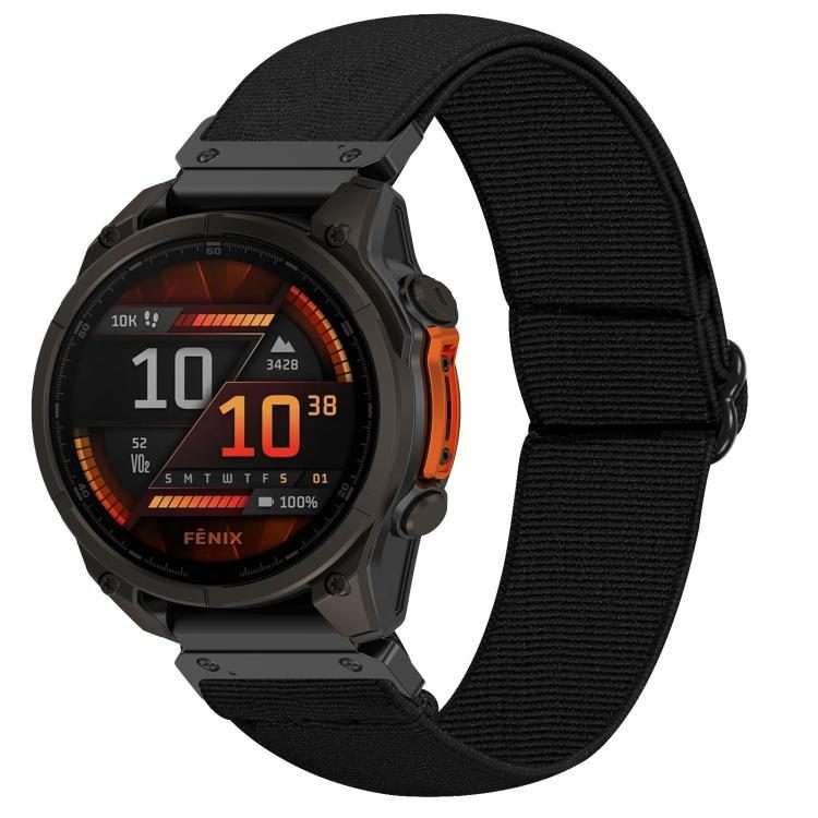 For Garmin 26mm Solid Color Elastic Nylon Watch Band(Black)