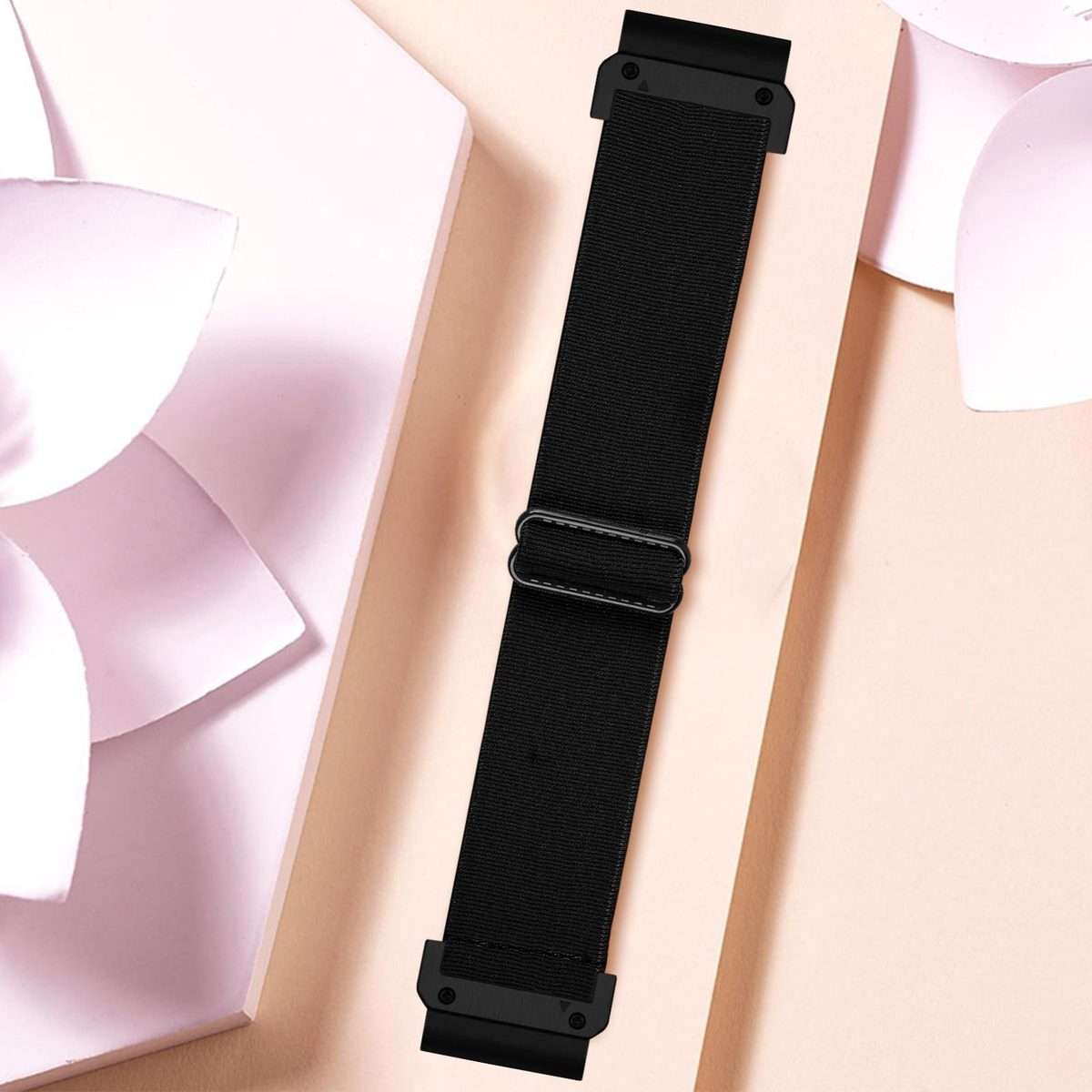 For Garmin 26mm Solid Color Elastic Nylon Watch Band(Black)