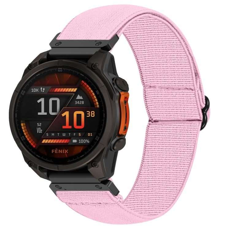 For Garmin 26mm Solid Color Elastic Nylon Watch Band(Light Pink)