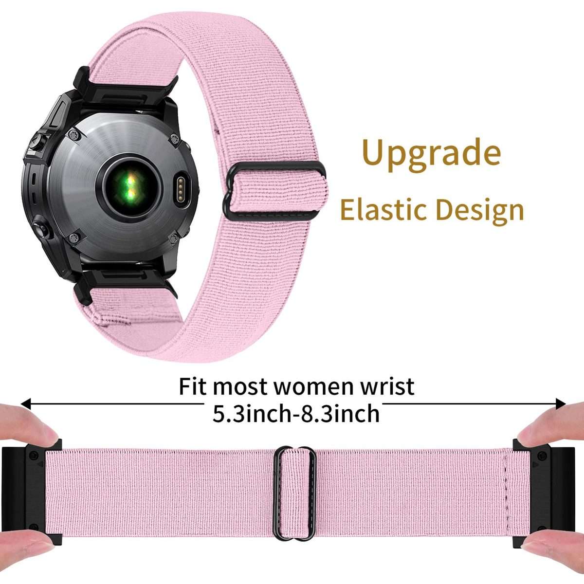 For Garmin 26mm Solid Color Elastic Nylon Watch Band(Light Pink)