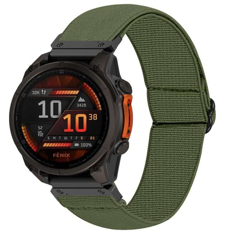For Garmin 26mm Solid Color Elastic Nylon Watch Band(Army Green)