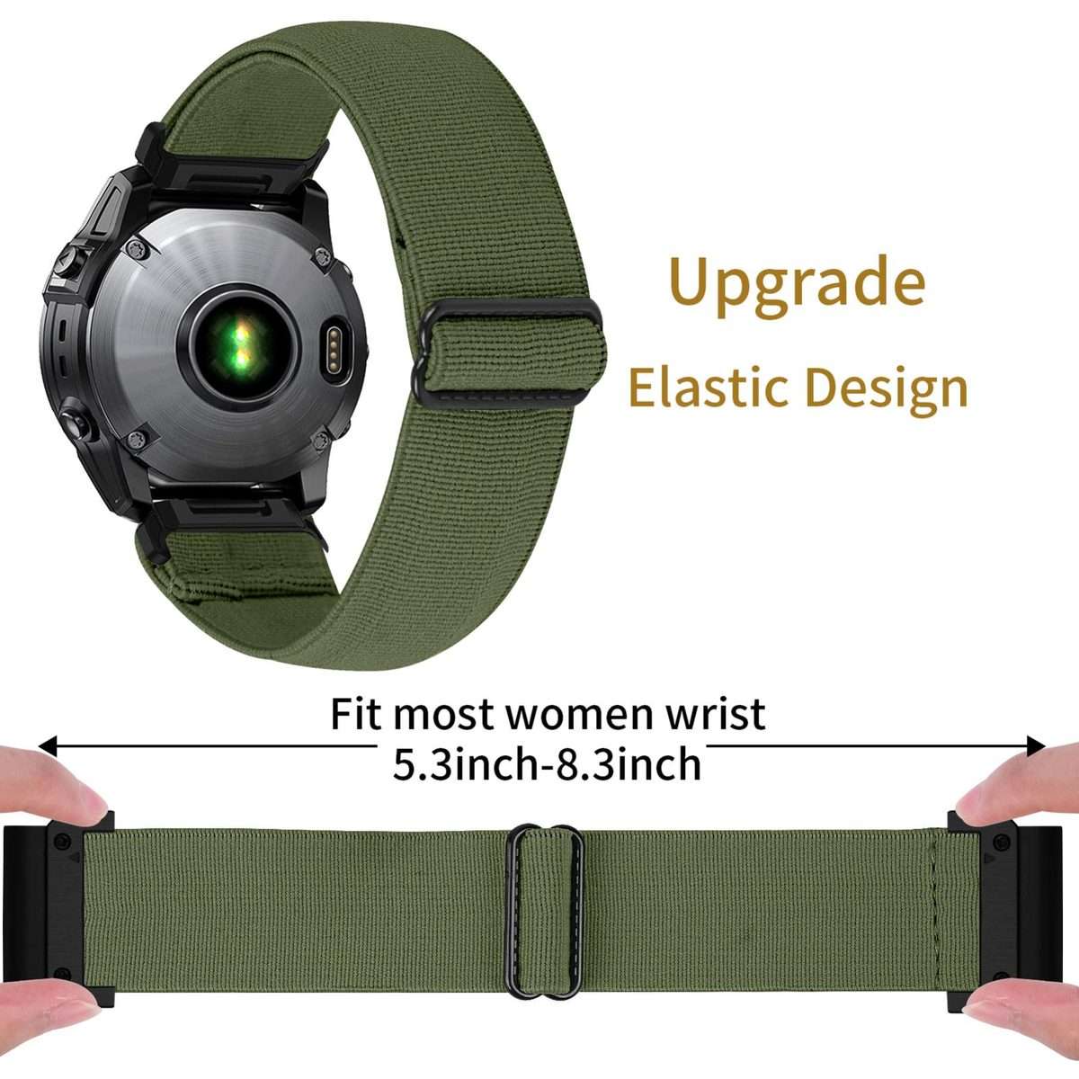For Garmin 26mm Solid Color Elastic Nylon Watch Band(Army Green)