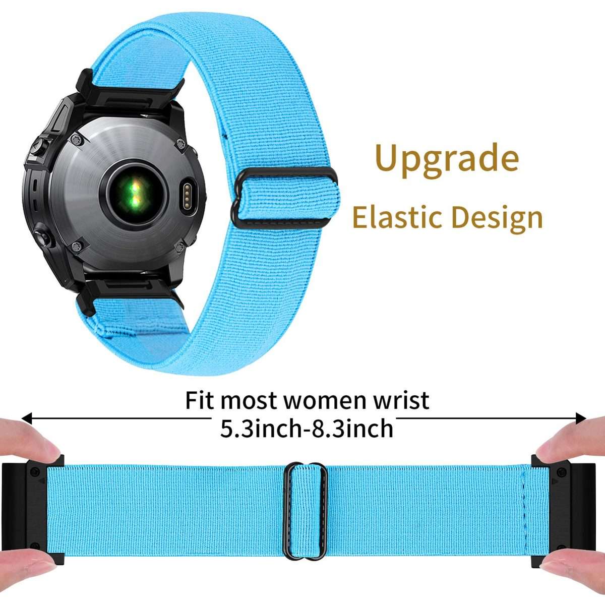 For Garmin 26mm Solid Color Elastic Nylon Watch Band(Sky Blue)