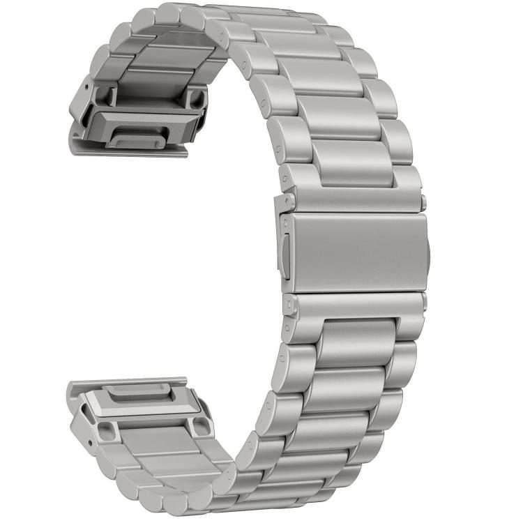 For Garmin 26mm Integrated Tactix Three Beads Folding Clasp Stainless Steel Watch Band(Titanium)