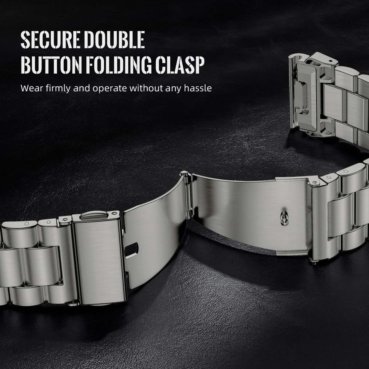 For Garmin 26mm Integrated Tactix Three Beads Folding Clasp Stainless Steel Watch Band(Titanium)