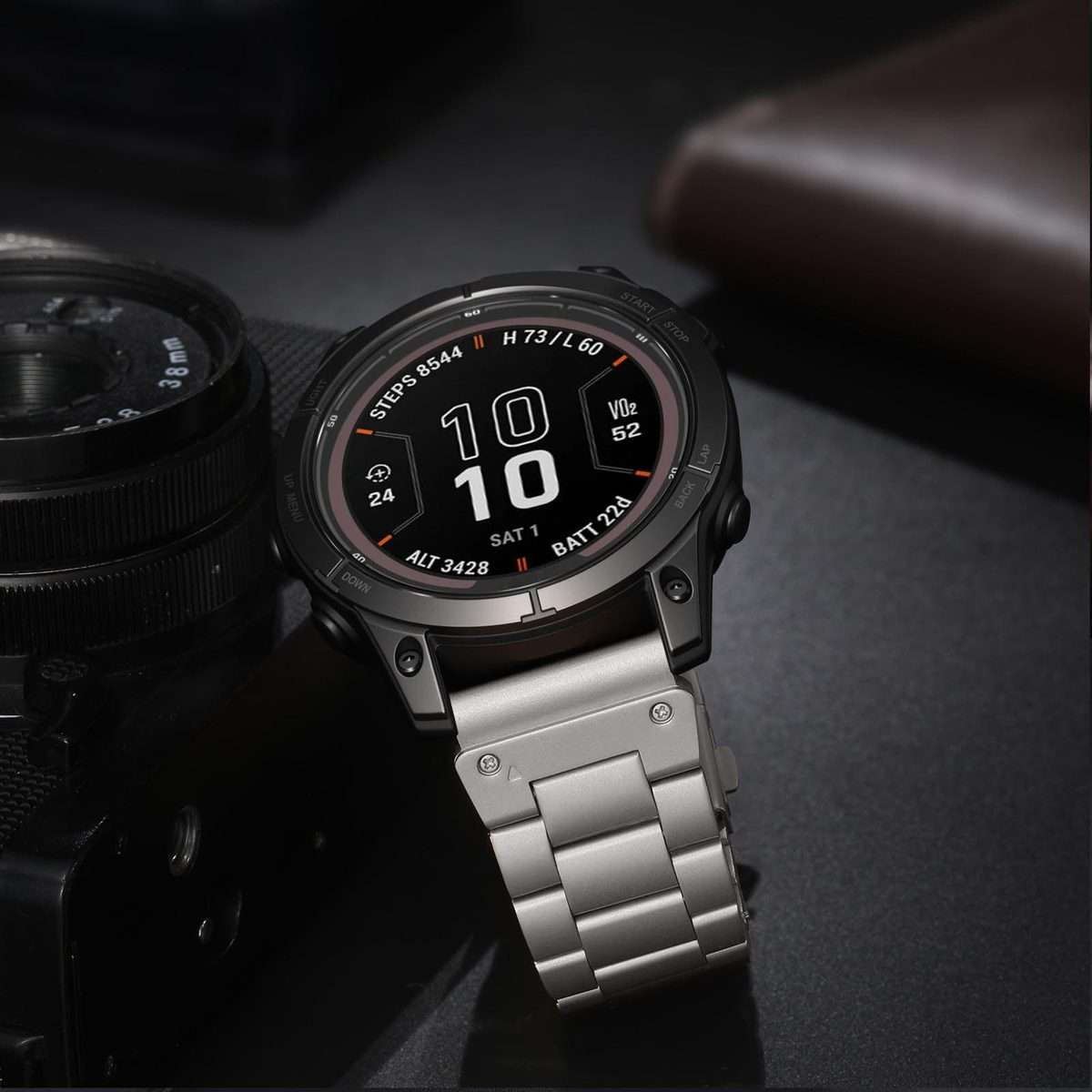 For Garmin 26mm Integrated Tactix Three Beads Folding Clasp Stainless Steel Watch Band(Titanium)