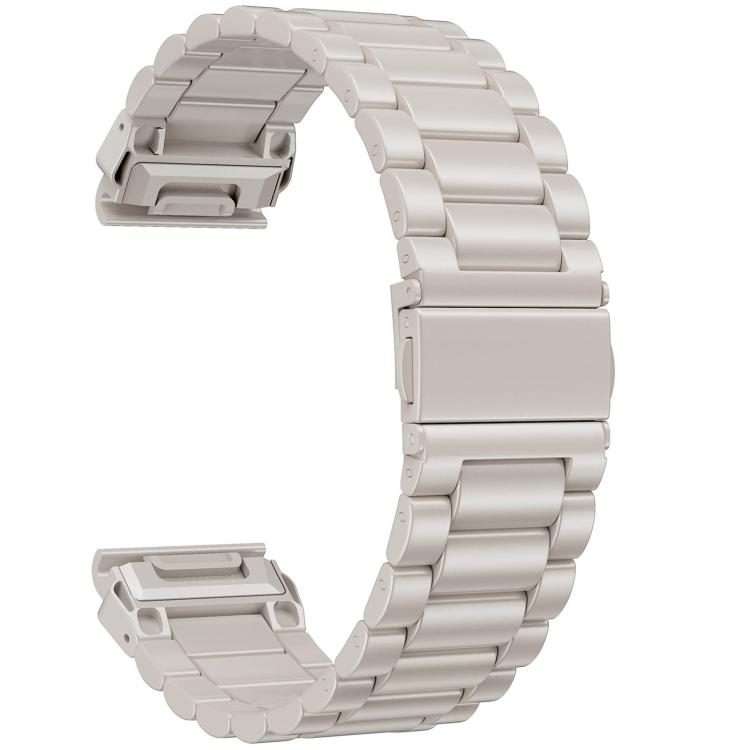 For Garmin 26mm Integrated Tactix Three Beads Folding Clasp Stainless Steel Watch Band(Starlight)
