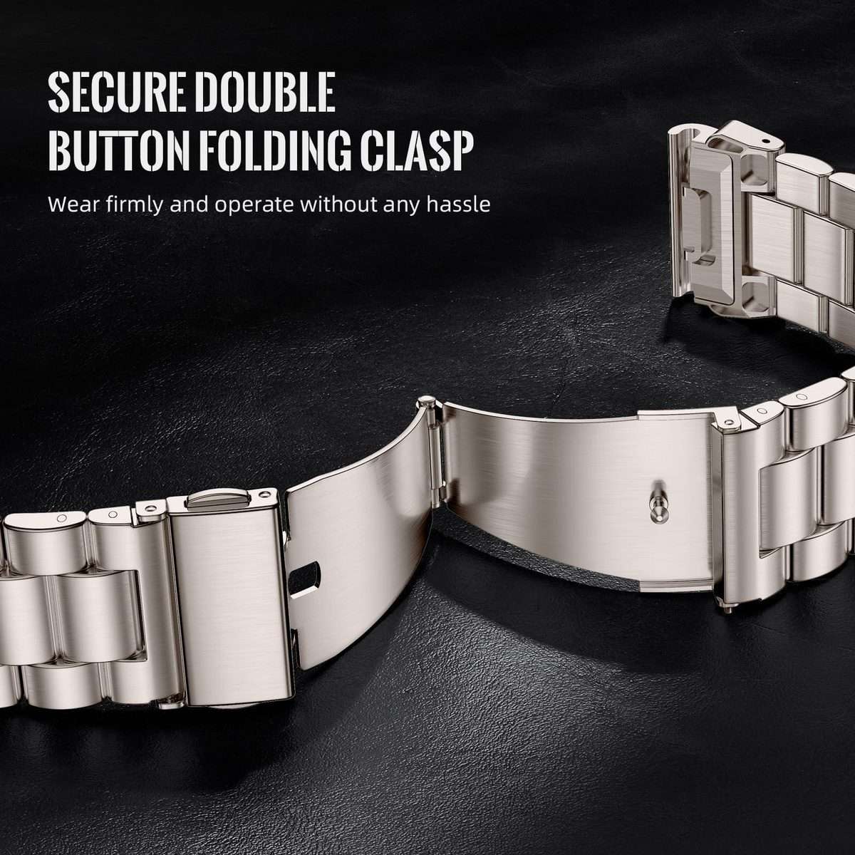 For Garmin 26mm Integrated Tactix Three Beads Folding Clasp Stainless Steel Watch Band(Starlight)