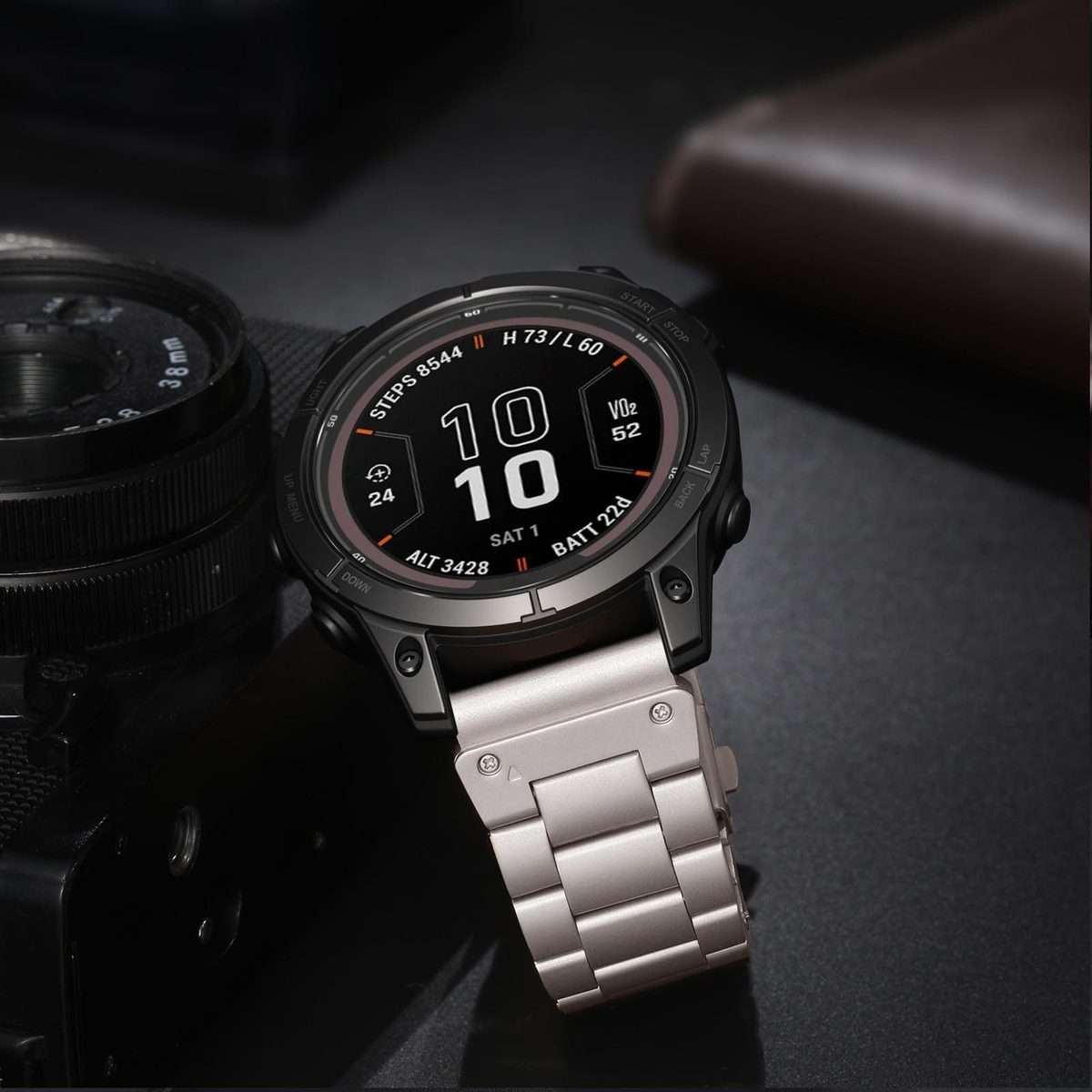 For Garmin 26mm Integrated Tactix Three Beads Folding Clasp Stainless Steel Watch Band(Starlight)