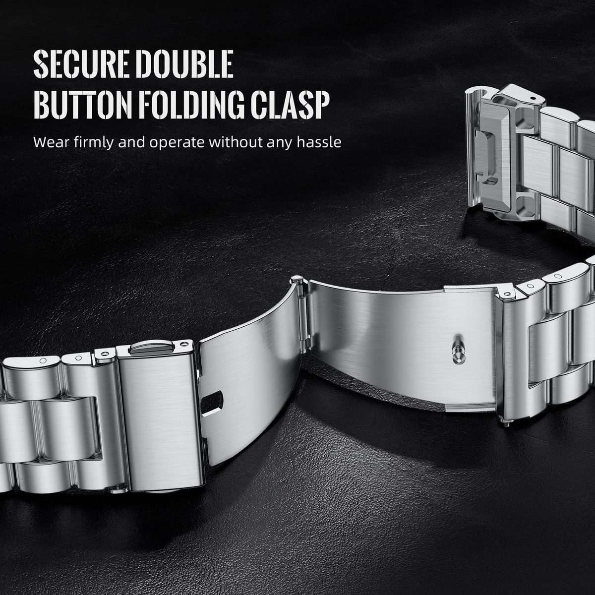 For Garmin 26mm Integrated Tactix Three Beads Folding Clasp Stainless Steel Watch Band(Silver)