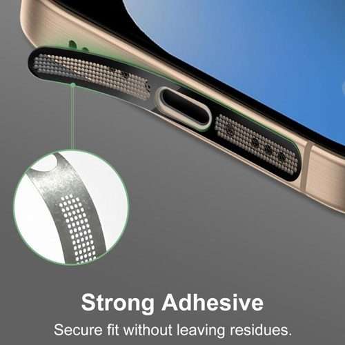 For iPhone 17 / 16 XDcase 4pcs Metal Dust Mesh Earpiece Dustproof Stickers with 4 Anti ... (Black)