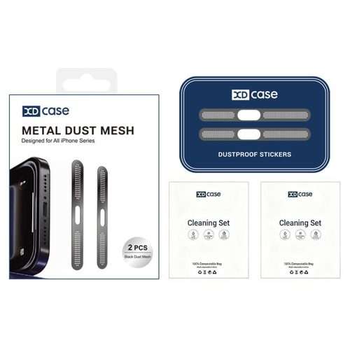 For iPhone 17 / 16 XDcase 4pcs Metal Dust Mesh Earpiece Dustproof Stickers with 4 Anti ... (Black)
