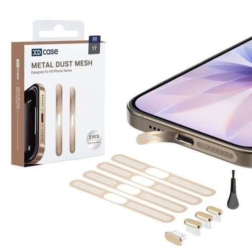 For iPhone 17 / 16 XDcase 4pcs Metal Dust Mesh Earpiece Dustproof Stickers with 4 Anti ... (Gold)