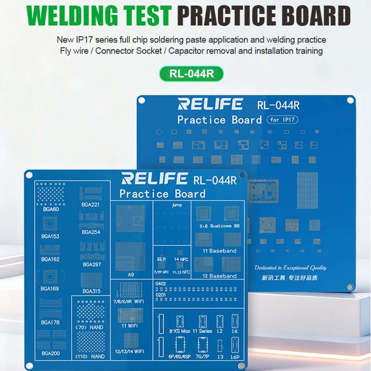 RELIFE RL-044R BGA Chip Connector Socket Welding Test Pract CE Board Compatible with iPhone 17 Ser