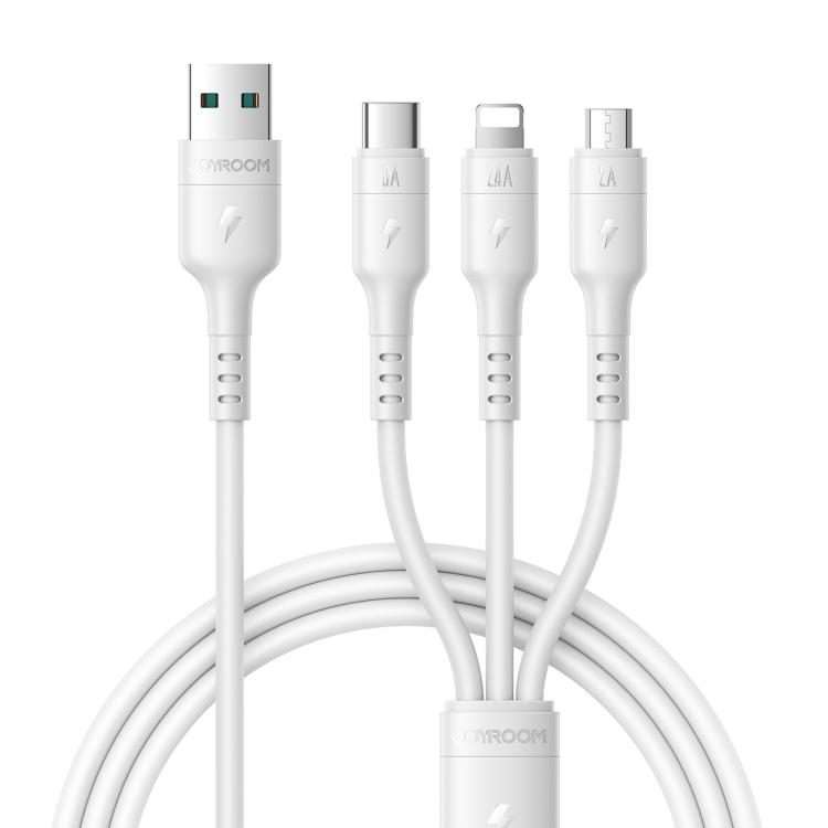 JOYROOM A61 OmniGo Series 3.5A USB to 8 Pin + USB-C / Type-C, Micro USB 3 in 1 Chargin ... (White)