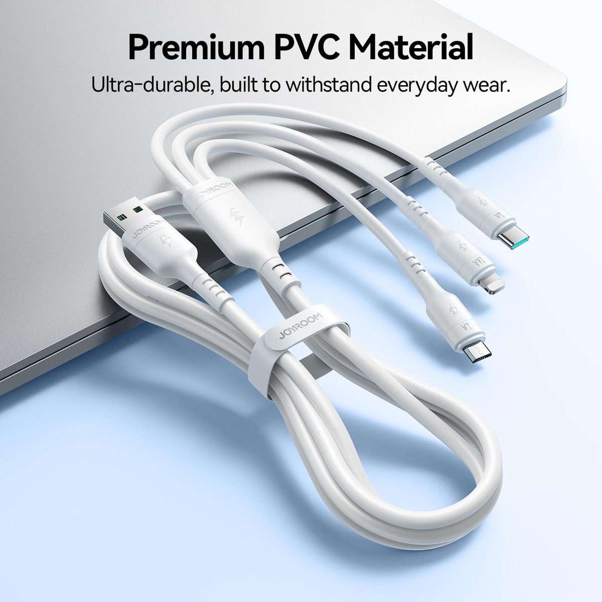 JOYROOM A61 OmniGo Series 3.5A USB to 8 Pin + USB-C / Type-C, Micro USB 3 in 1 Chargin ... (White)