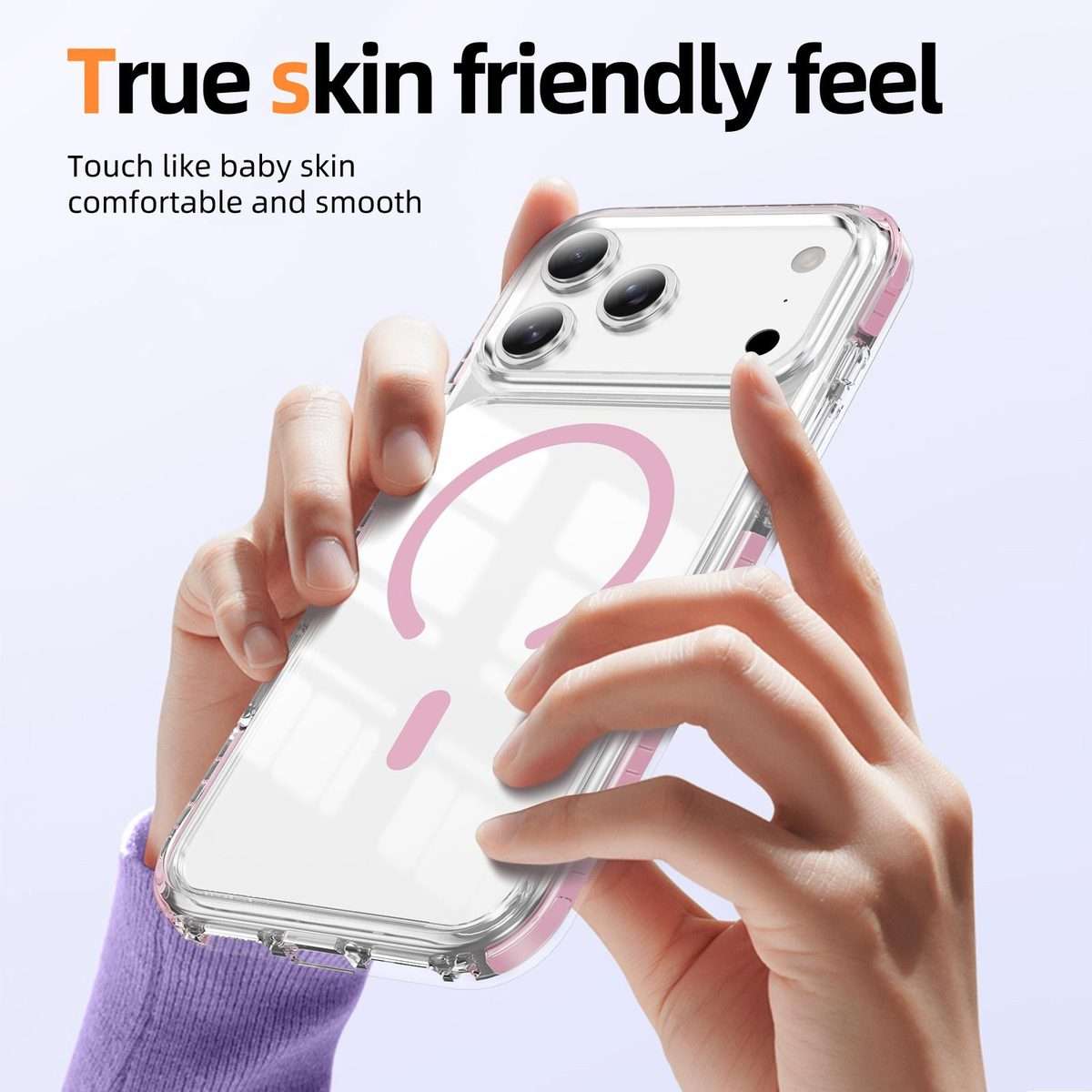 For iPhone 17 Pro Max Crystal Shield Clear Magnetic Acrylic Hybrid TPU Phone Case(Pink)