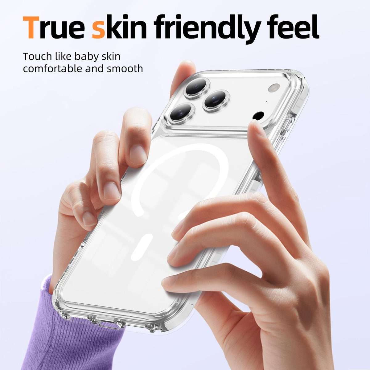 For iPhone 17 Pro Crystal Shield Clear Magnetic Acrylic Hybrid TPU Phone Case(White)