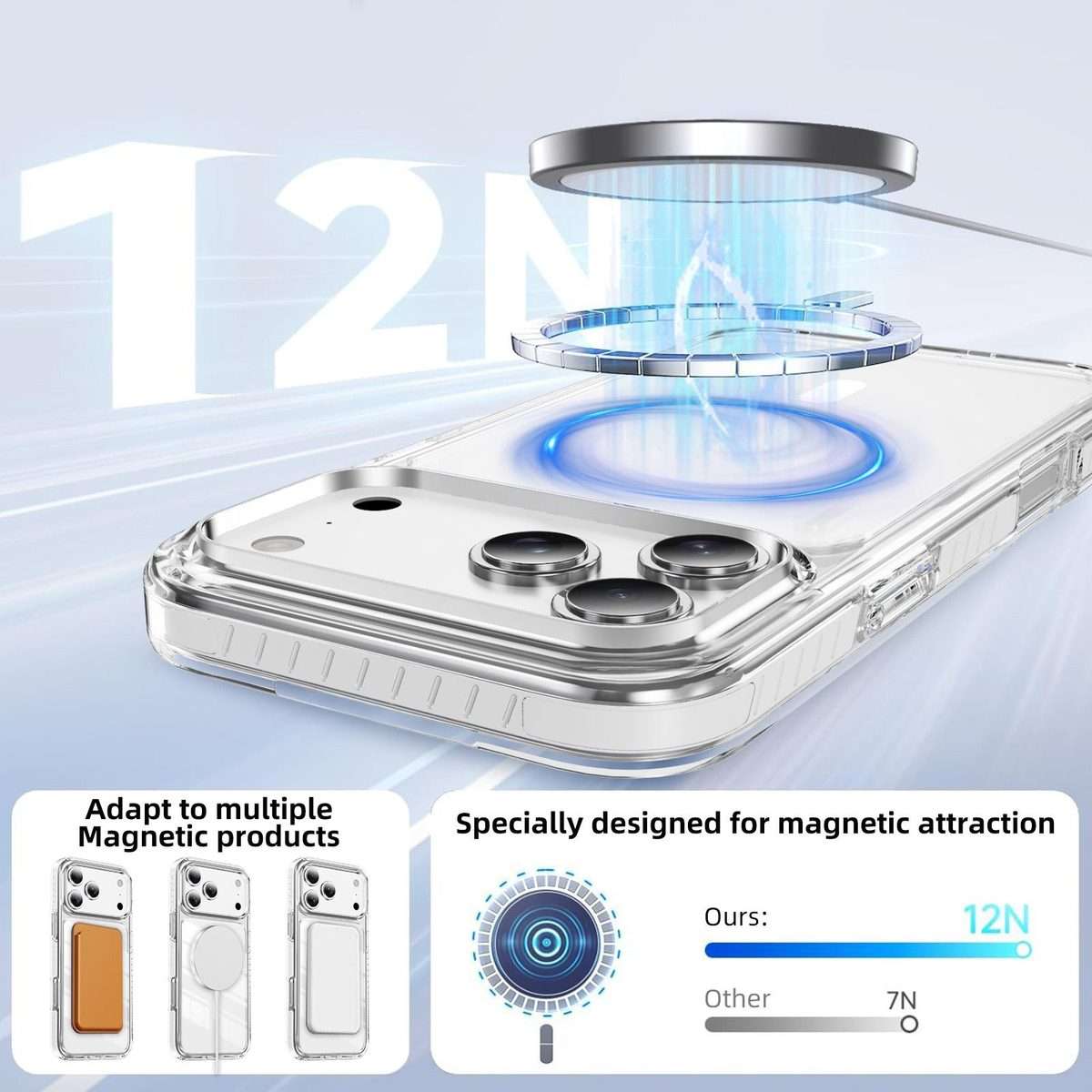 For iPhone 17 Pro Crystal Shield Clear Magnetic Acrylic Hybrid TPU Phone Case(White)