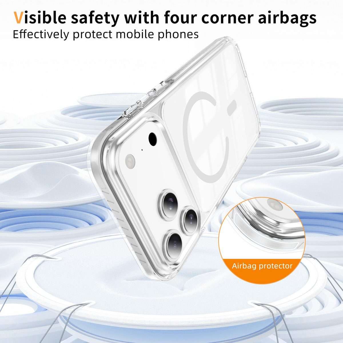 For iPhone 17 Pro Crystal Shield Clear Magnetic Acrylic Hybrid TPU Phone Case(White)