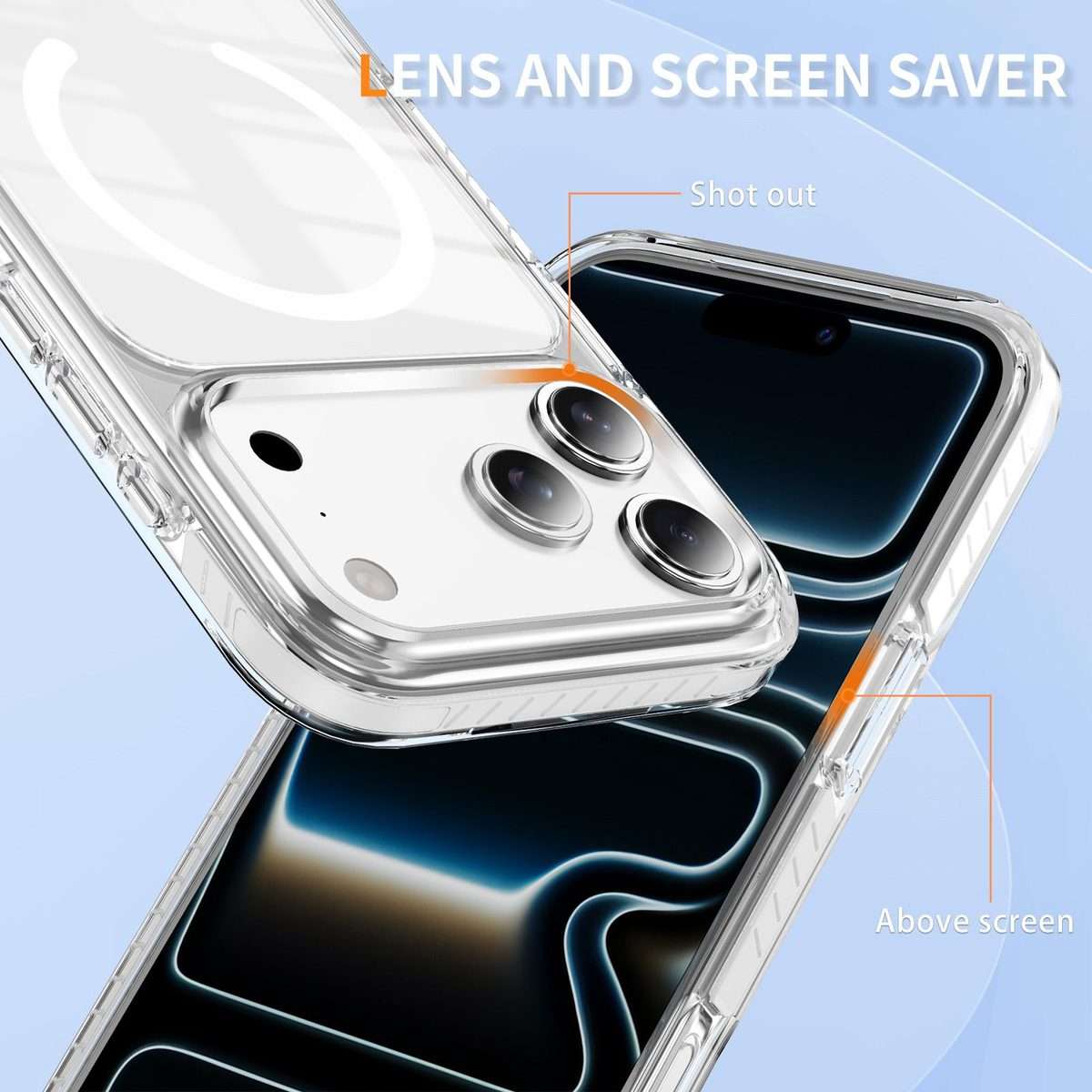 For iPhone 17 Pro Crystal Shield Clear Magnetic Acrylic Hybrid TPU Phone Case(White)