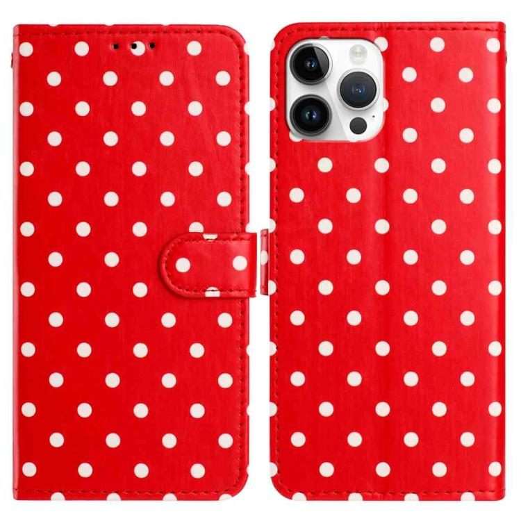 For iPhone 12 Pro Max Small Dots Pattern Vegan Leather Phone Case(Red)
