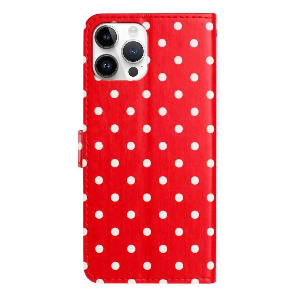 For iPhone 12 Pro Max Small Dots Pattern Vegan Leather Phone Case(Red)
