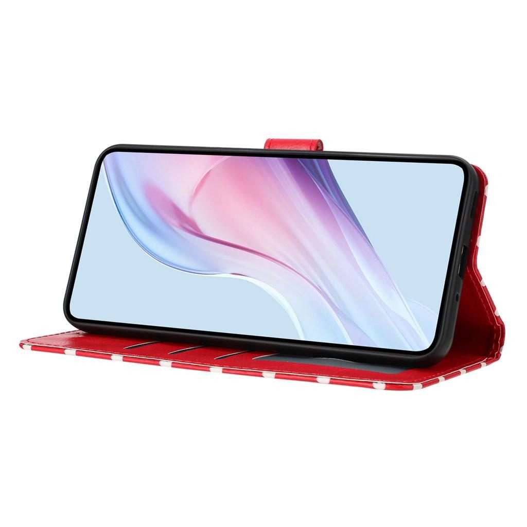 For iPhone 12 Pro Max Small Dots Pattern Vegan Leather Phone Case(Red)