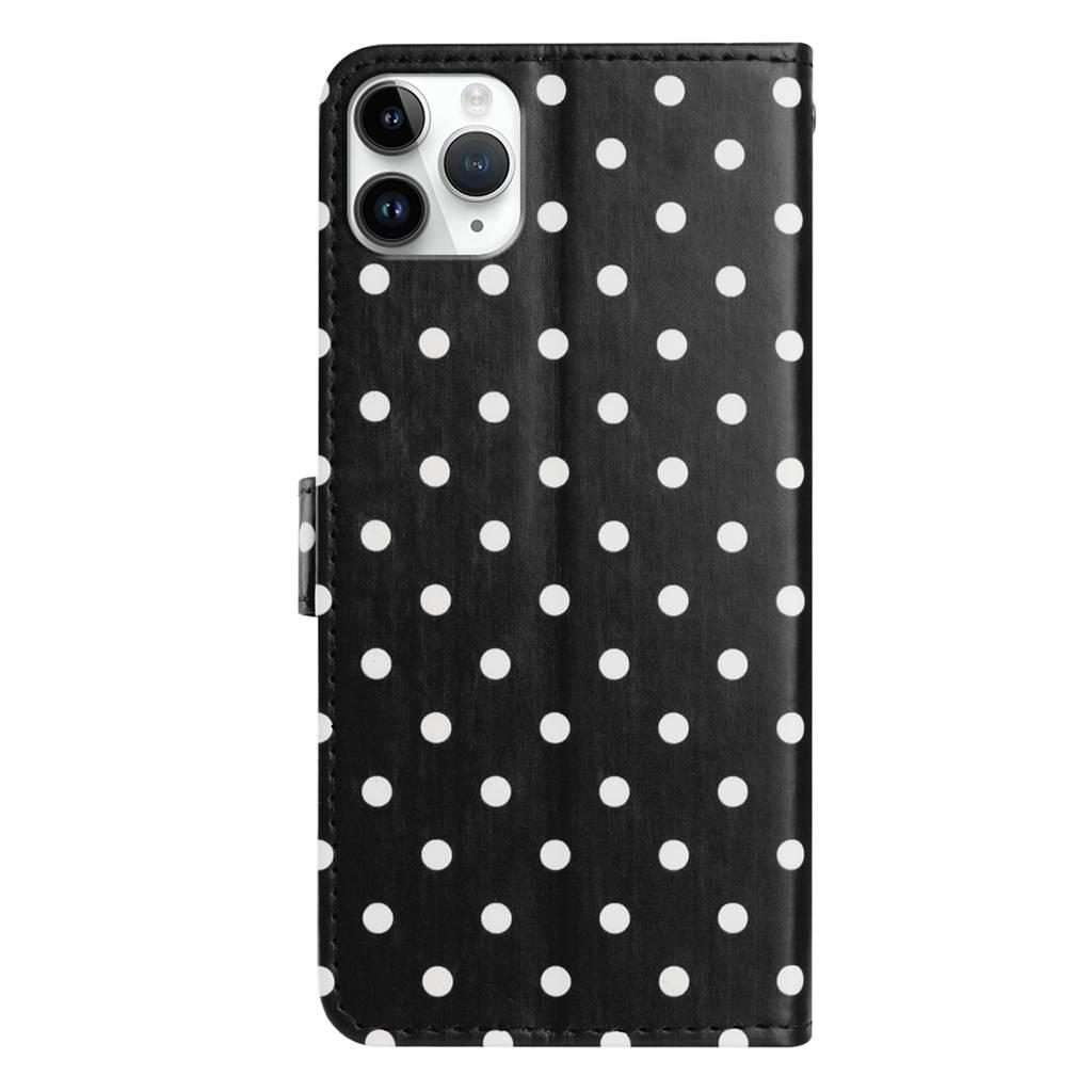 For iPhone 11 Pro Max Small Dots Pattern Vegan Leather Phone Case(Black)