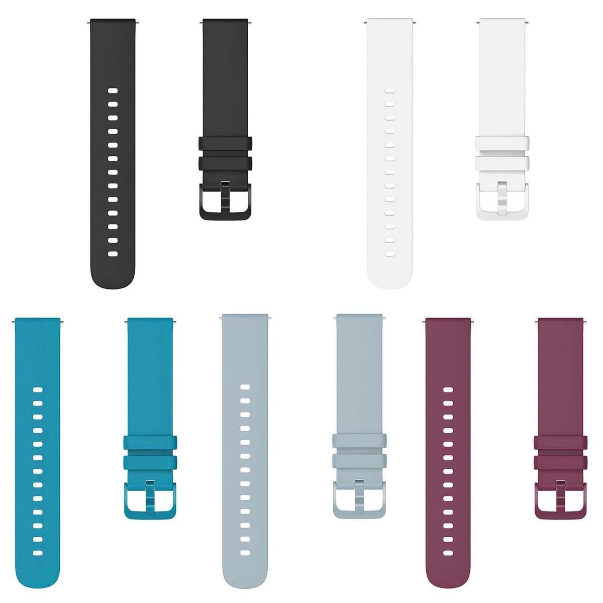 18mm 5 Pack xDfind Flat Pure Color Silicone Watch Band