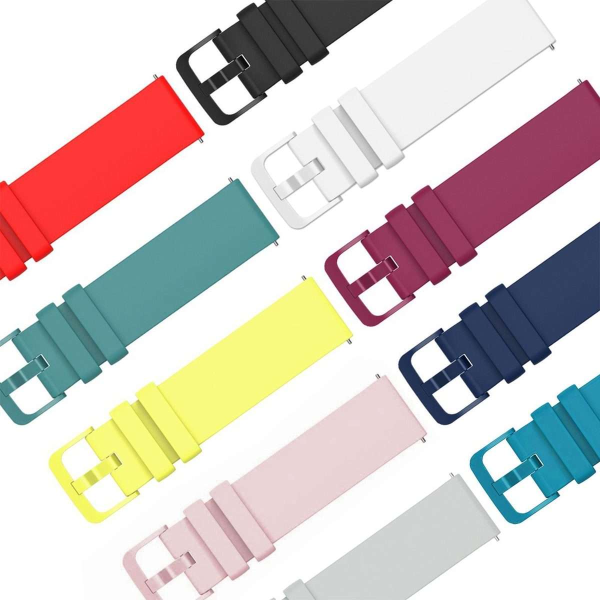 18mm 5 Pack xDfind Flat Pure Color Silicone Watch Band