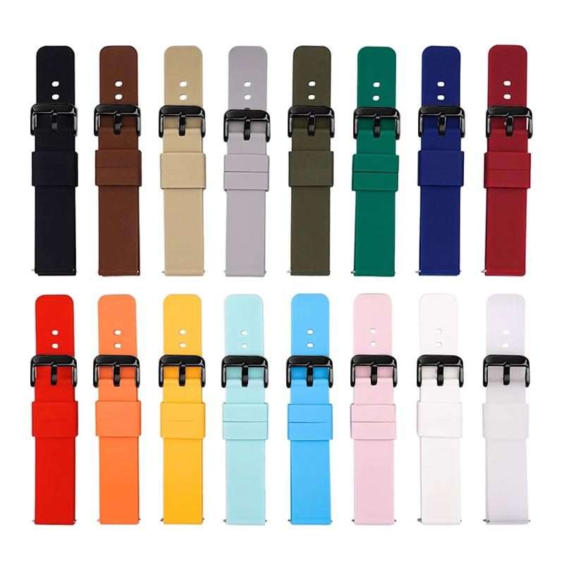 20mm xDfind Stainless Steel Black Pin Buckle Solid Color Silicone Waterproof Watc ... (Dark Green)