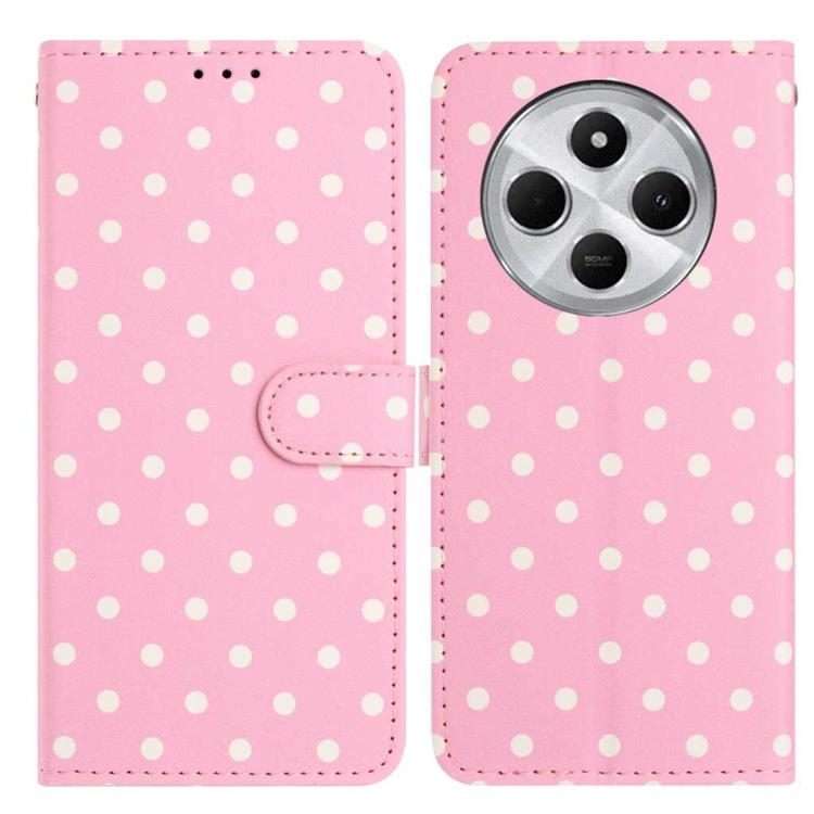 For Redmi 14C 4G / 14R / Poco C75 Small Dots Pattern Vegan Leather Phone Case(Pink)