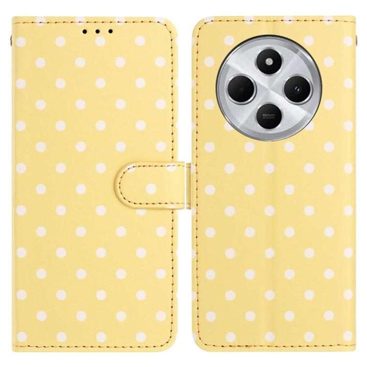 For Redmi 14C 4G / 14R / Poco C75 Small Dots Pattern Vegan Leather Phone Case(Yellow)