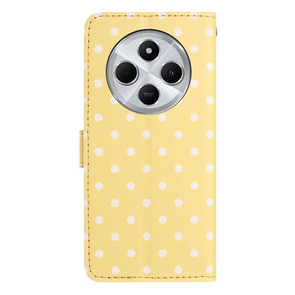 For Redmi 14C 4G / 14R / Poco C75 Small Dots Pattern Vegan Leather Phone Case(Yellow)