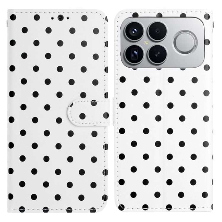 For Redmi K90 / Poco F8 Pro Small Dots Pattern Vegan Leather Phone Case(White)