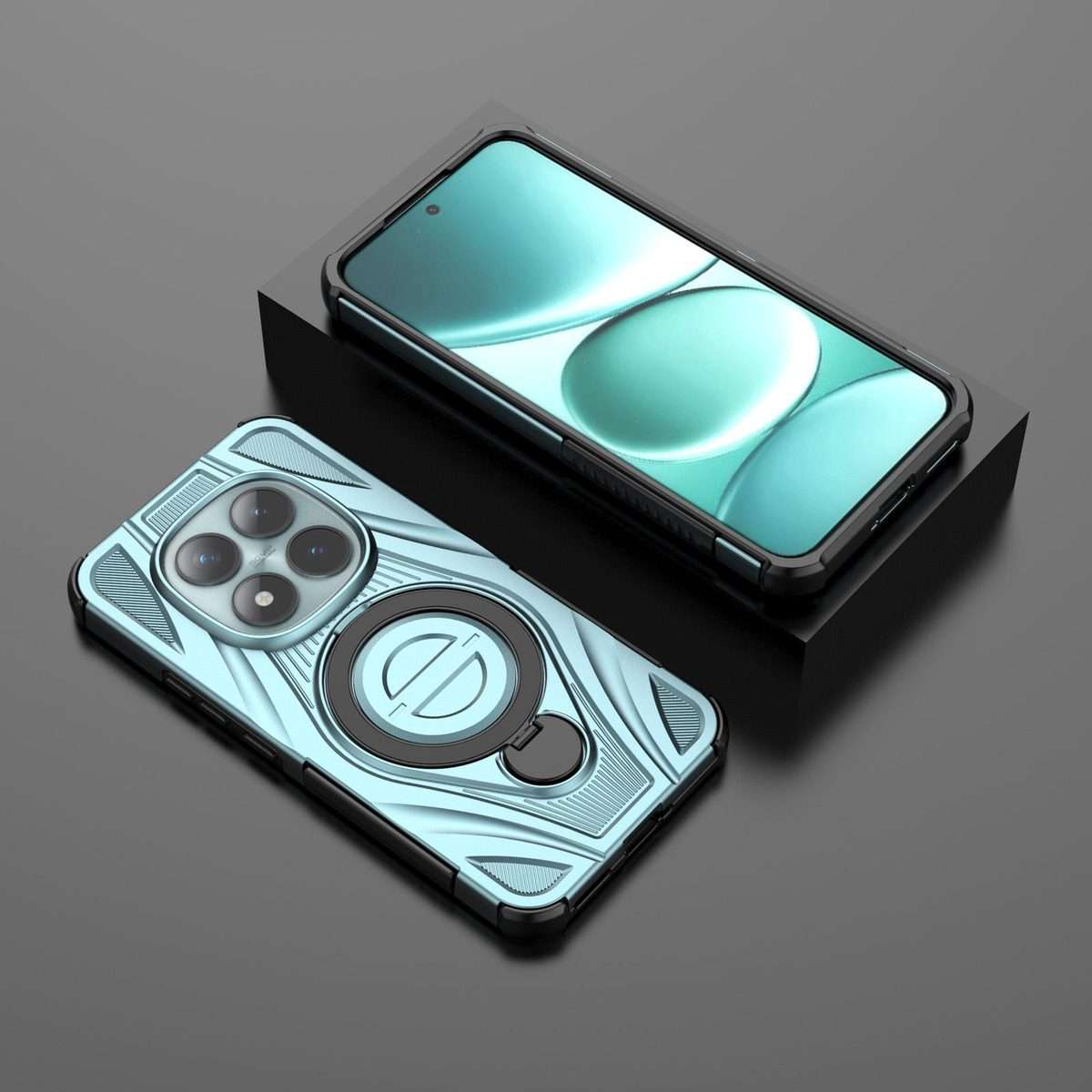For Redmi Note 15 Pro+ 5G Global 163.3mm Star Ring Metallic Pivot Bracket Magnetic Phon ... (Cyan)