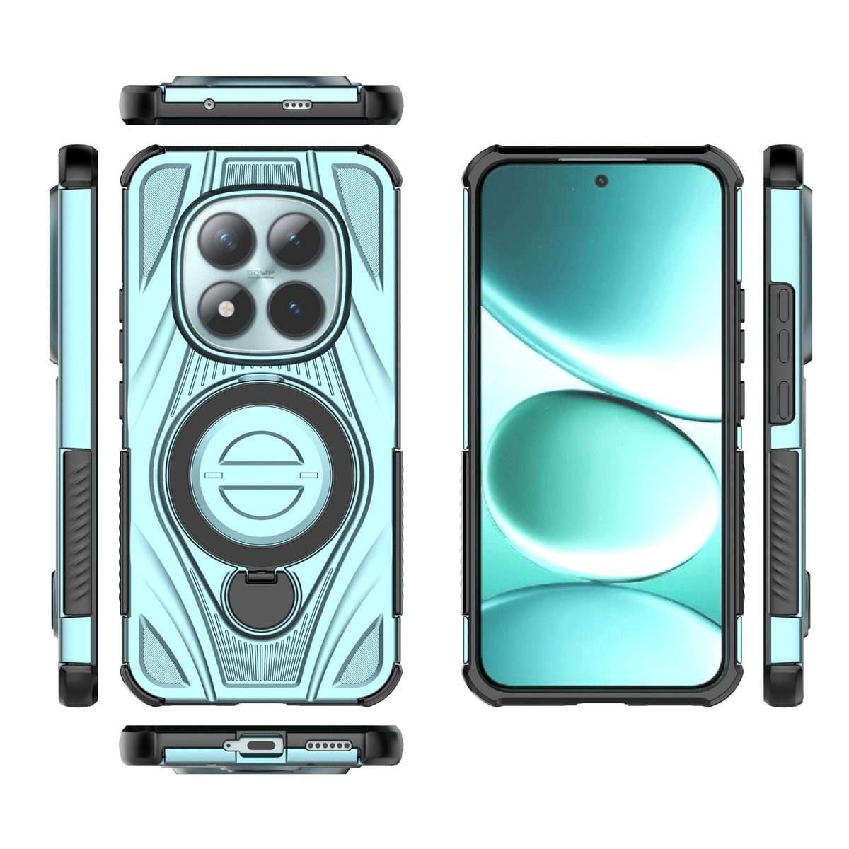 For Redmi Note 15 Pro+ 5G Global 163.3mm Star Ring Metallic Pivot Bracket Magnetic Phon ... (Cyan)