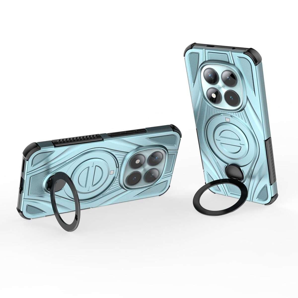 For Redmi Note 15 Pro+ 5G Global 163.3mm Star Ring Metallic Pivot Bracket Magnetic Phon ... (Cyan)